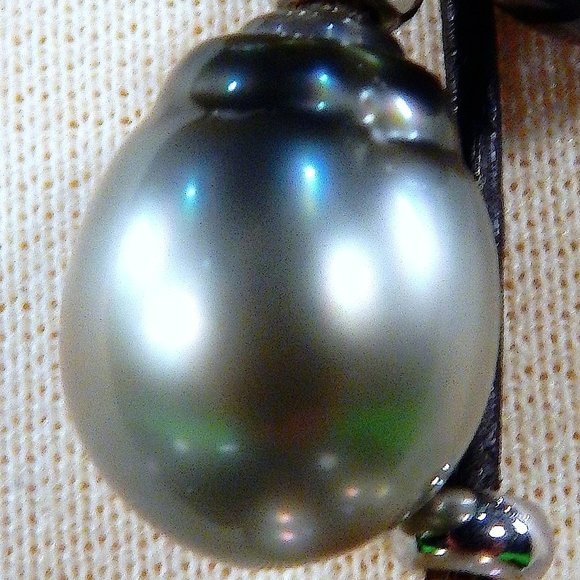 TAHITIAN South Sea 8 BLACK PEARLS Lariat necklace - Picture 5 of 8